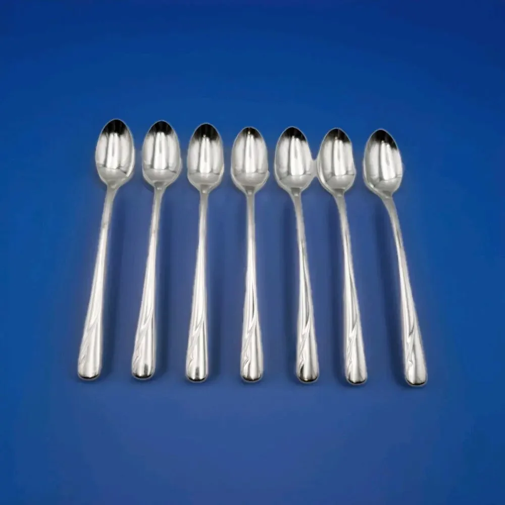 Set of 7 Oneida Oceanic Iced Teaspoon Stainless Flatware Vtg